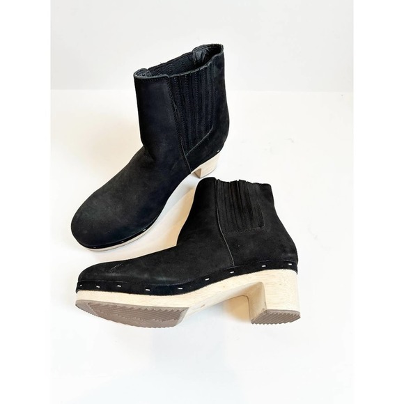 LOFT Shoes - Loft Suede Chelsea Clog boots black heeled wood bottom 8.5m